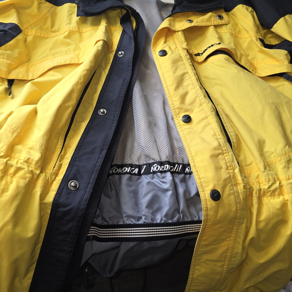 Vintage 90's Nordica Classic Ski Jacket Men's XXL Yellow Black Nylon Winter Coat - Picture 3 of 13